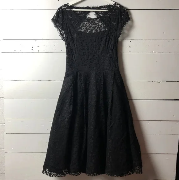 abs allen schwartz black dress Vintage ABS by Allen Schwartz Sz 4 Dress Lace Floral Black White Cocktail  Party